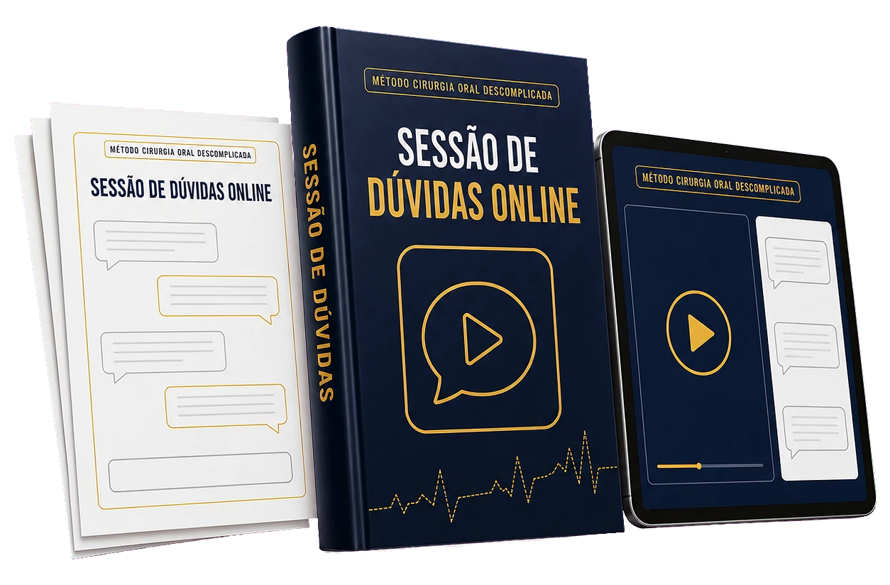 Mockup da sessão de dúvidas online sobre complicações em cirurgia oral